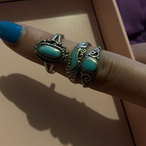 Silver and Turquoise Ring Set